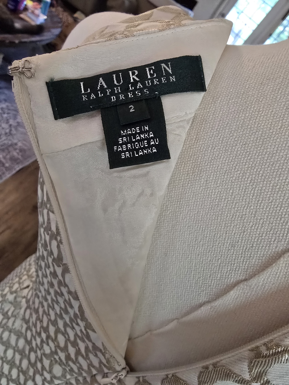 Ralph Lauren Cream and Gold Sleeveless A-Line Midi Dress - Picture 5 of 5